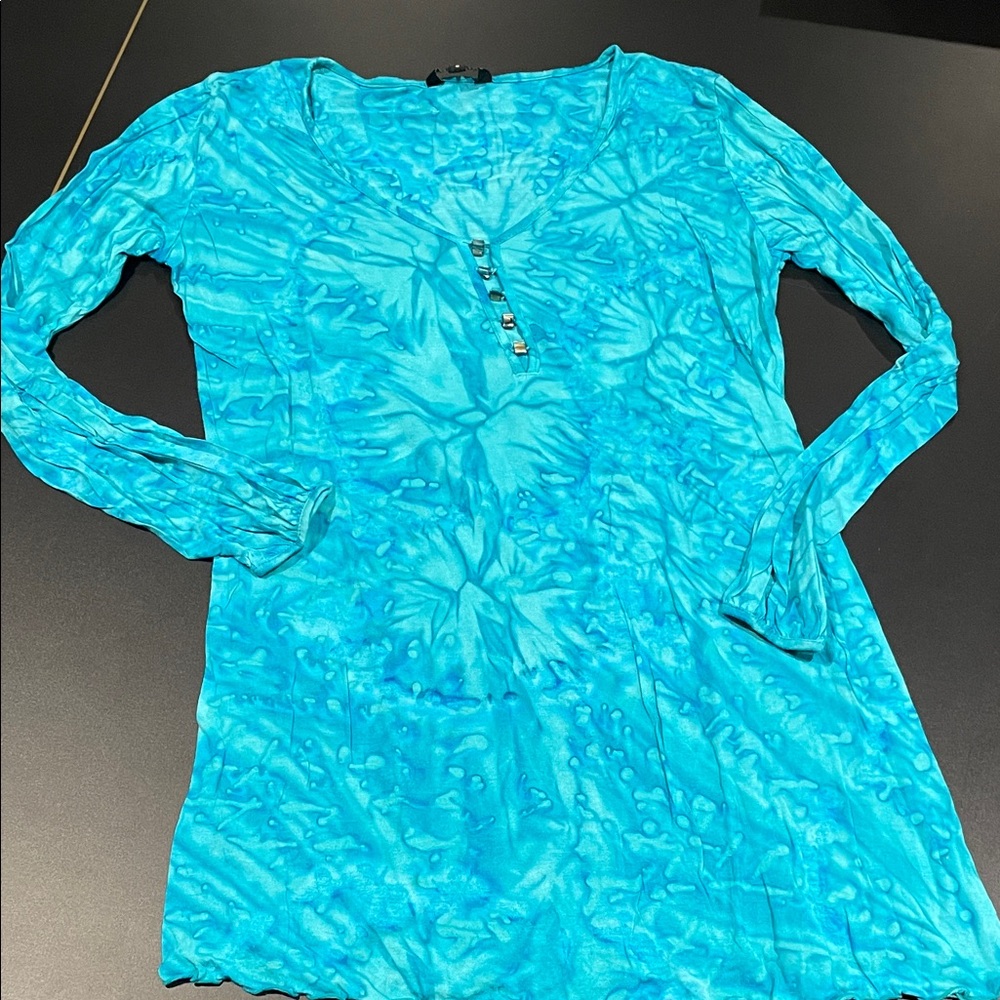 New Tie Die Bright Blue Women's Tunic